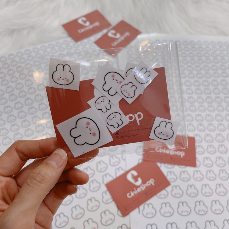 Sticker Hàn THỎ / gấu / mèo ami dán bình sữa chống nước chịu nhiệt tia UV cho moyuum hegen mother k gros