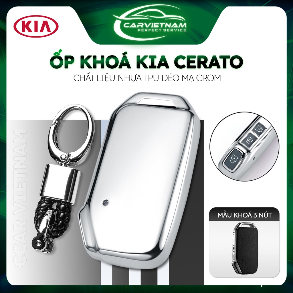 Ốp Khóa TPU Mạ Crom KIA Cerato (3 Nút) - Bao Khóa Ô Tô Làm Bằng Nhựa Dẻo Tráng Gương Cao Cấp