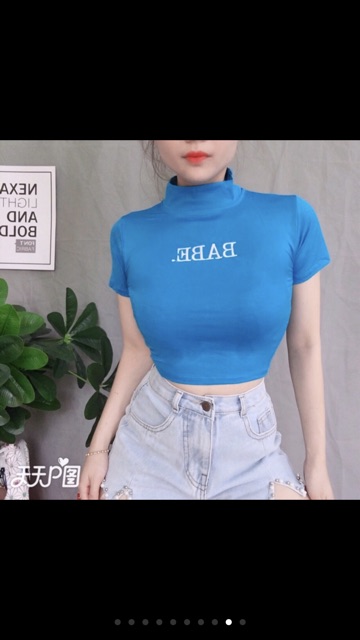 Áo cổ lọ croptop hình chụp thật kèm video