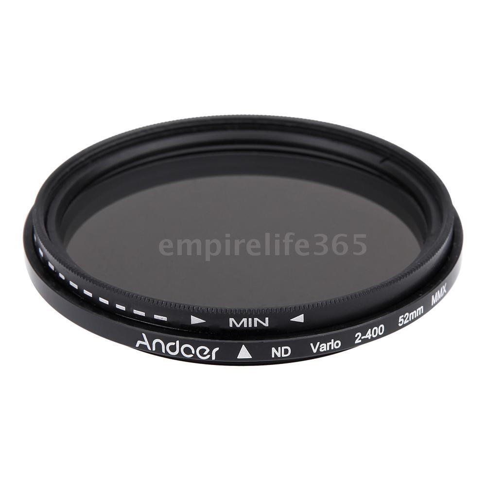 Kính lọc trung tính có thể điều chỉnh Andoer 52mm ND2 sang ND400 cho máy ảnh Canon Nikon DSLR