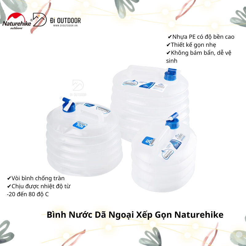 Bình Nước Dã Ngoại Xếp Gọn Naturehike 5L-10L-15L