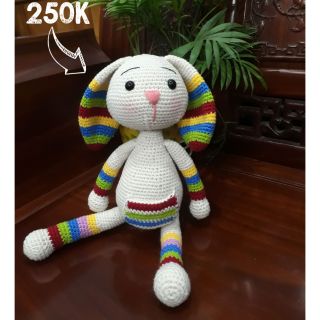 Thú len handmade- Thỏ cầu vồng