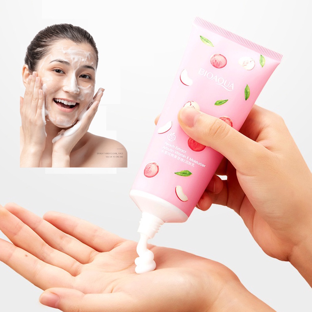 Sữa rửa mặt Bioaqua hàng nội địa trung hương trái đào thơm mát nhiều bọt dưỡng và làm sạch da mặt