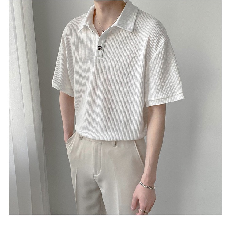 Áo Polo Hole chất cotton tổ ong cao cấp unisex trơn thun nam, ngắn tay cực sang trọng, form rộng unisex, dáng Hàn | BigBuy360 - bigbuy360.vn