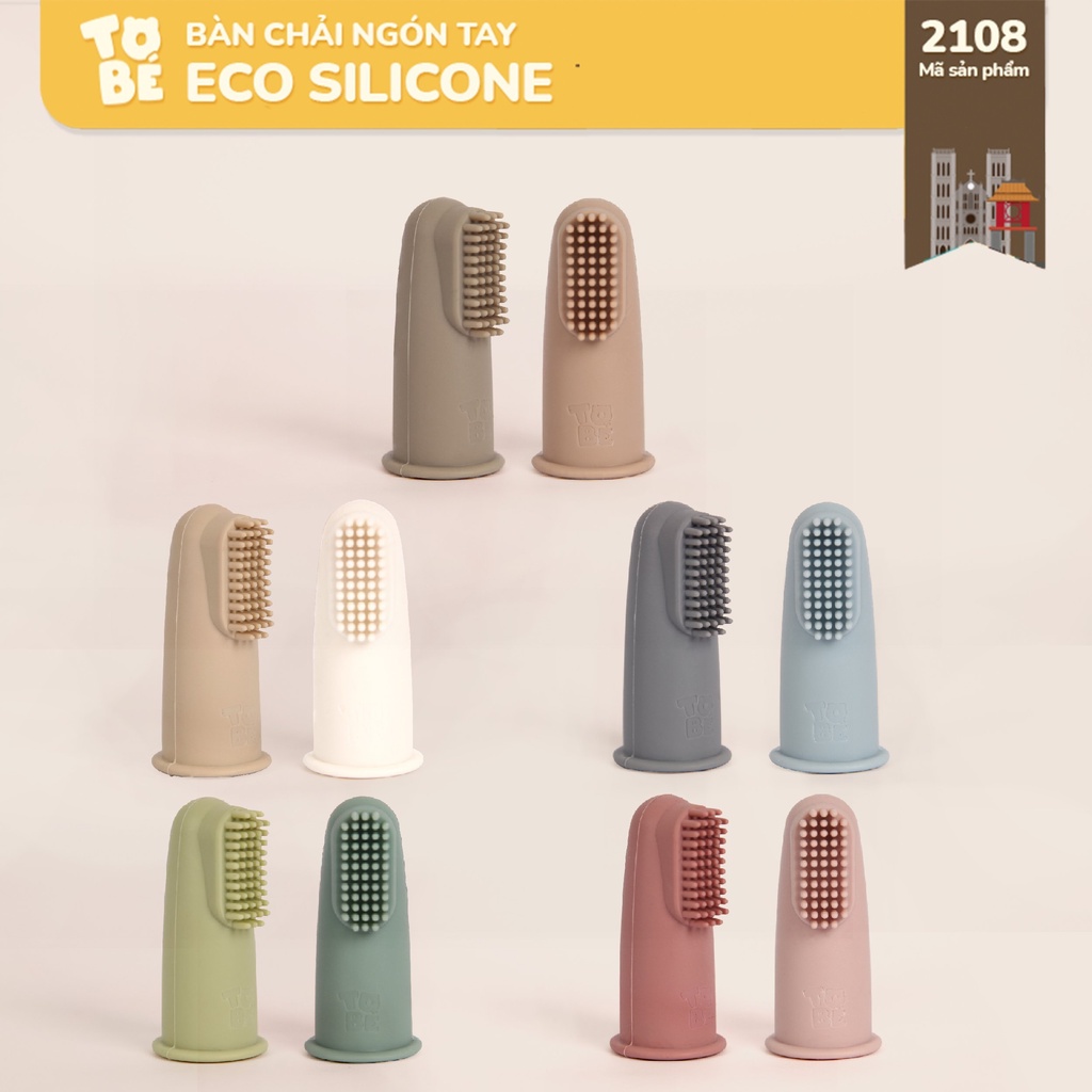 Bàn chải ngón tay Eco Silicone Tobé 2 chiếc siêu mềm mại và an toàn cho bé