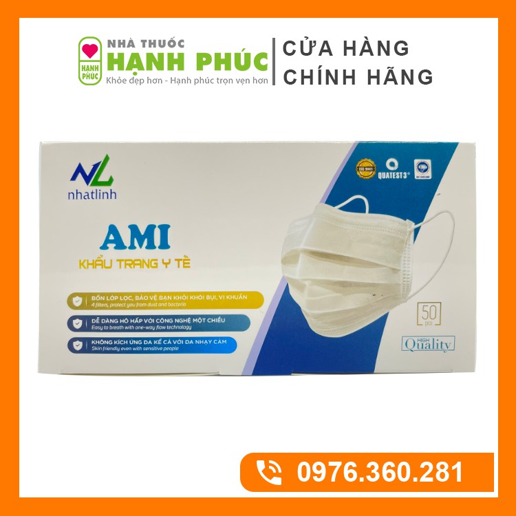 Khẩu Trang Kháng Khuẩn AMI 4 Lớp Dày Dặn, Hàng Chính Hãng, Hộp 50 chiếc | WebRaoVat - webraovat.net.vn