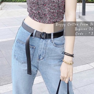 [Size 30-35] Quần Baggy Túi Nhỏ Xinh Xinh / Xanh Nhạt Tua Lai / Lưng Cao, Form To Dài