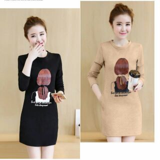 Đầm suông cô gái tay dài