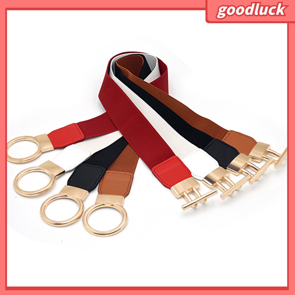 Thắt lưng da PU phối khóa kim loại hình tròn thời trang dành cho nữ