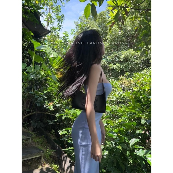 Đầm ống dáng dài thun gân trung