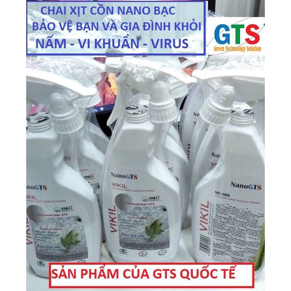 Chai xịt bảo vệ khỏi Vi khuẩn, nấm, virus - VIKIL 620ml ( Cồn và Nano bạc GTS) Sp của GTS Quốc tế