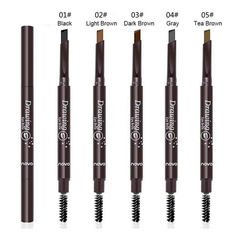 [Hàng mới về] Bút kẻ lông mày hai đầu chống thấm nước kèm cọ tiện dụng | BigBuy360 - bigbuy360.vn