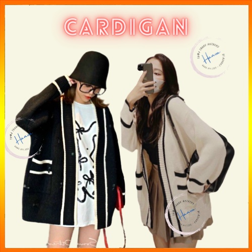 Áo Cardigan Len Nữ Trơn Phối Viền Form Rộng Chất Len Mịn Siêu Xinh Phong Cách Hàn Quốc