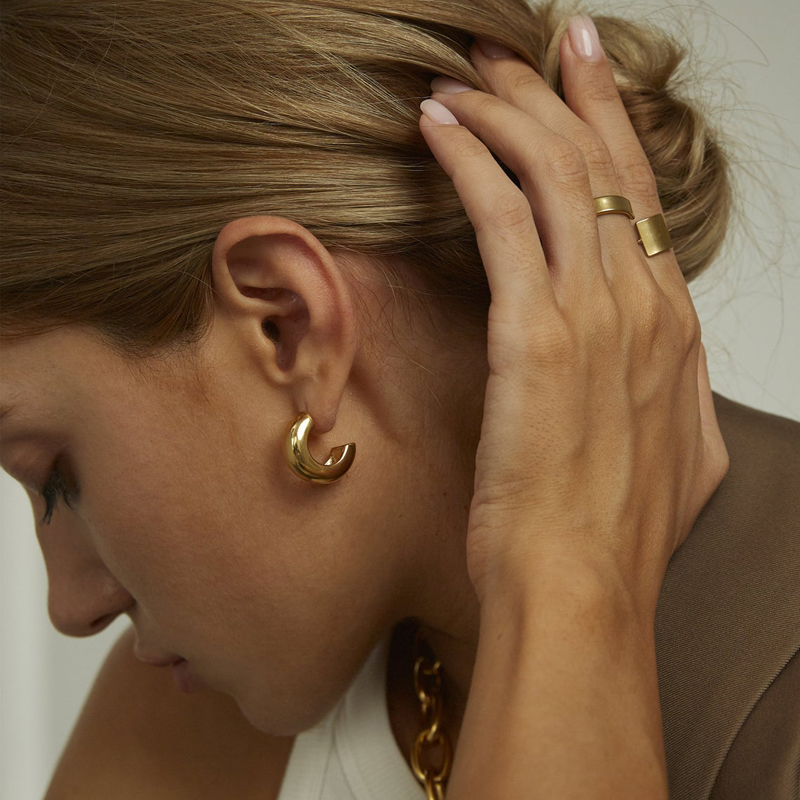 Khuyên tai tròn VNOX bằng thép không gỉ thời trang