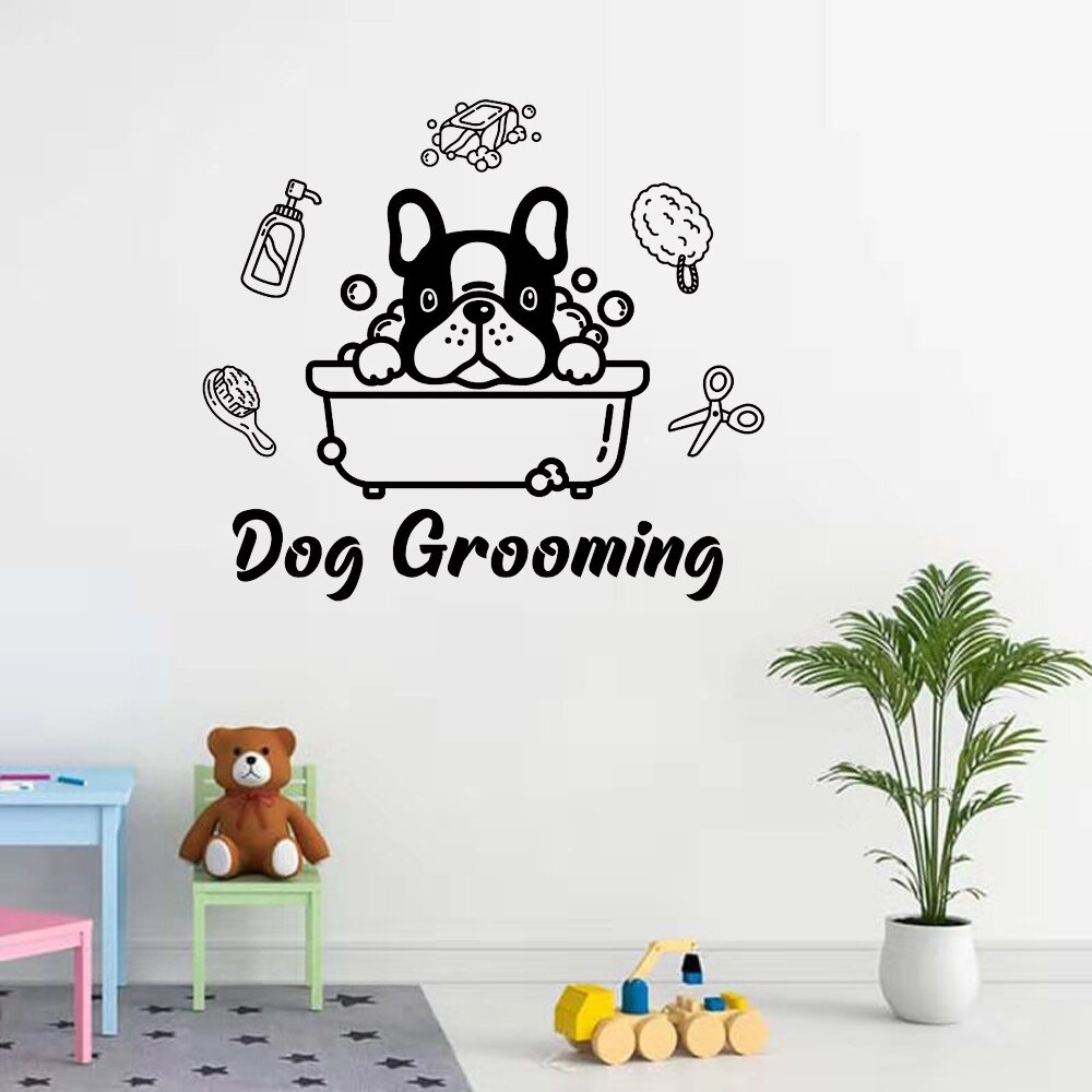 Decal dán tường Họa Tiết Hình Chú Chó Và Chữ Truyền Cảm Hứng Dễ Thương Để Trang Trí Phòng Ngủ