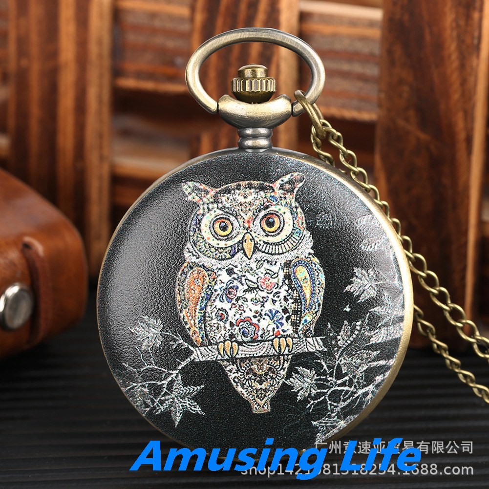 Quartz Pocket Watch Nóng Mới Lật Phim Hoạt Hình Con Cú Họa Tiết Đồng Hồ Bỏ Túi Dễ Thương Sinh Viên Nhiều Mẫu Lựa Chọn Nh