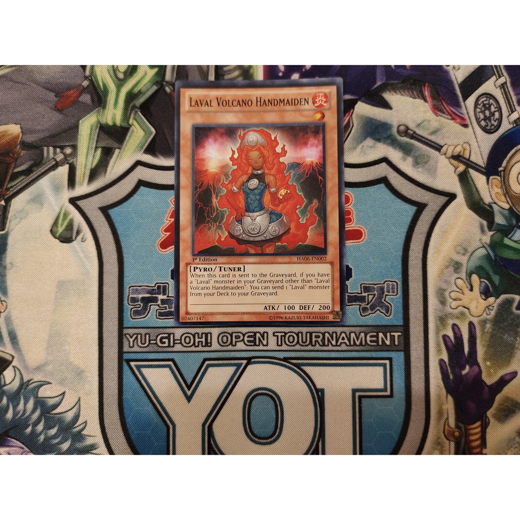 Thẻ bài Yugioh chính hãng Laval Volcano Handmaiden - HA06-EN002 - Super Rare 1st Edition
