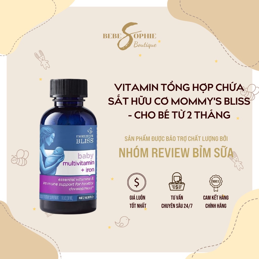 Vitamin Tổng Hợp Chứa Sắt hữu cơ Mommy s Bliss Baby Multivitamin + Iron