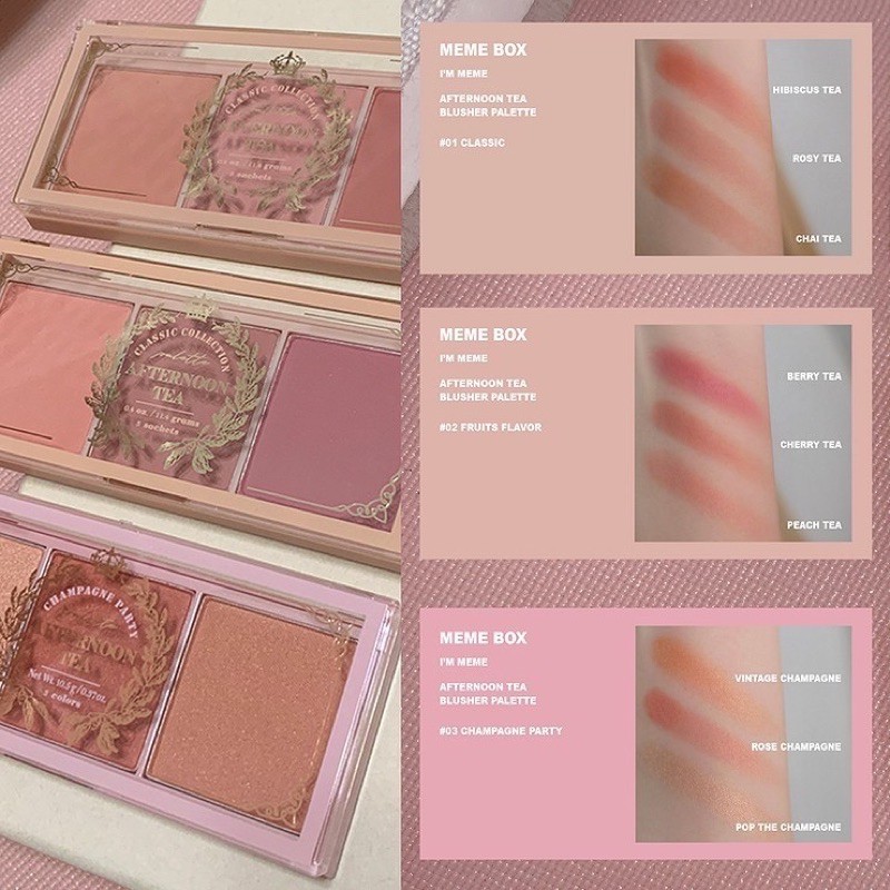 Phấn má hồng I'm Meme I'm Afternoon Tea Blusher Palette 3 màu siêu mịn - HanZy Store