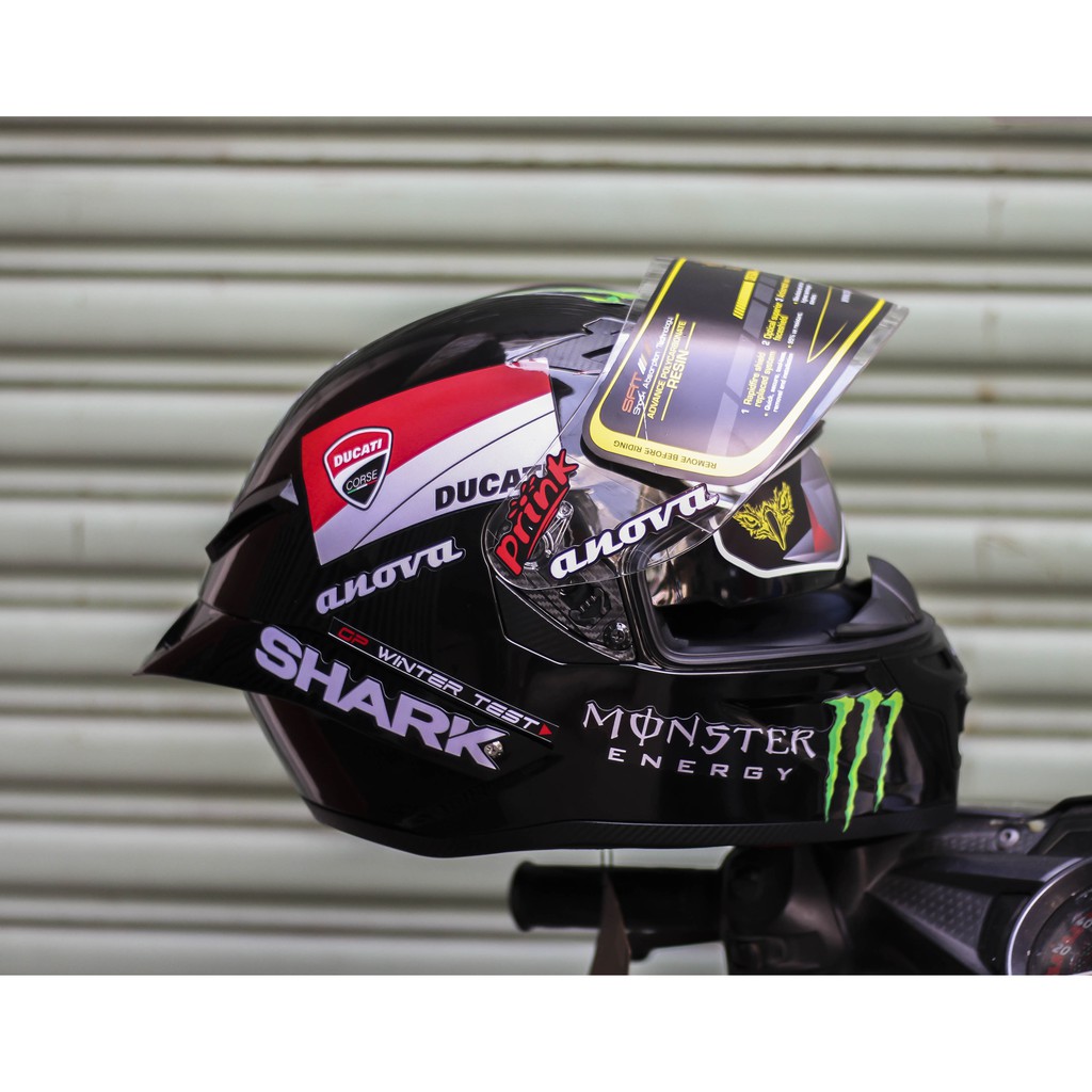 Tem Decal SHARK dán nón bảo hiểm Fullface, nón 3/4, xe máy, máy tính
