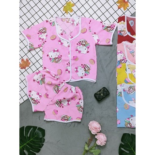 (3 bộ 3 màu 3 họa tiết khác nhau) Combo 3 Bộ Lụa Tay Ngắn Gợn Sóng Bé (13-15kg)