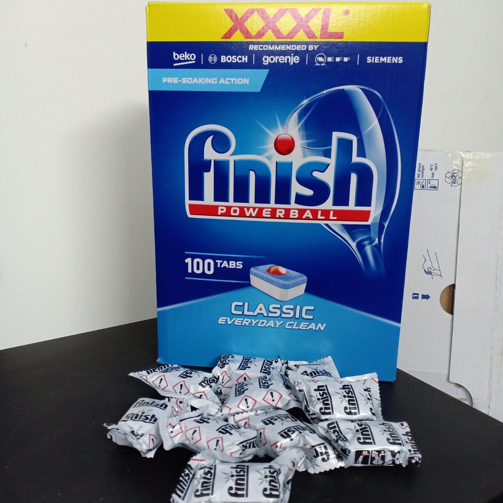 Viên rửa bát finish 100 viên (tích hợp bột bóng tđ somat alio) dùng cho máy rửa bát NK đức dùng cho máy 10-16 bộ