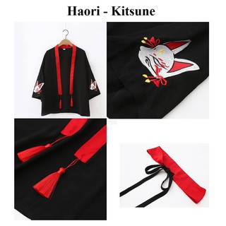 [ORDER] Áo khoác haori họa tiết cáo thêu, họa tiết mèo