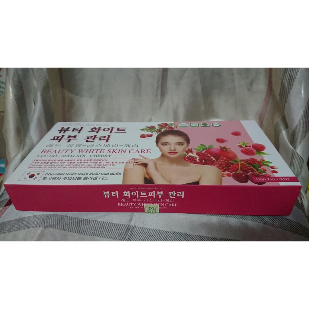 Nước uống đẹp da COLLAGEN BEAUTY WHITE SKIN CARE Lựu đỏ - Mâm Xôi -Cherry giúp giảm lão hóa da , hỗ trợ làm đẹp