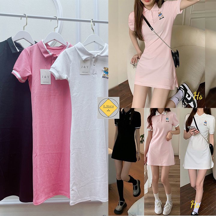 Váy Polo Cổ Bẻ Thêu Gấu Dễ Thương Hot Trend 2021 Unisex X.store Có Ảnh Thật + Video | BigBuy360 - bigbuy360.vn