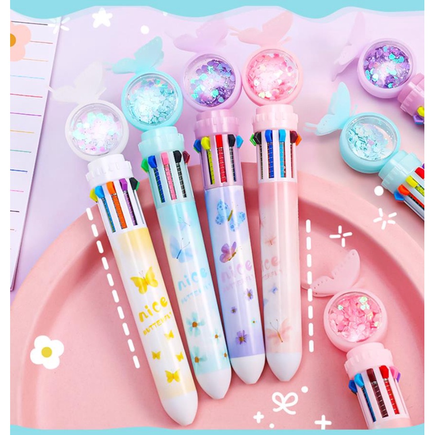 Bút Bi 10 Trong 1 Nhiều Màu Sắc Họa Tiết Động Vật Hoạt Hình Cho Học Sinh / Văn Phòng