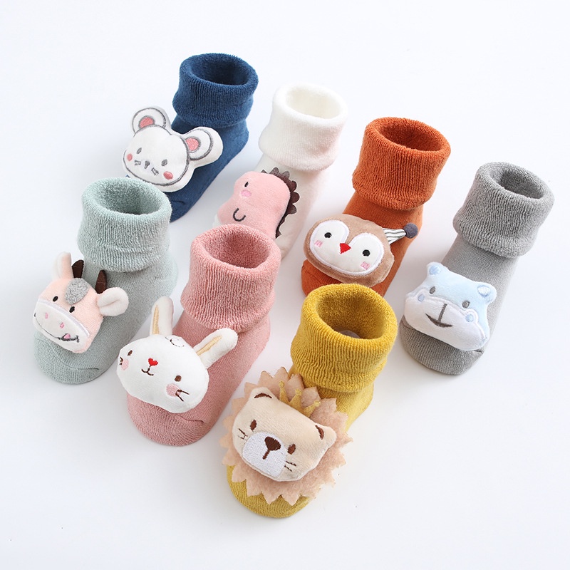 Vớ Dày Mềm Mại Chống Trượt In Họa Tiết Hoạt Hình Dễ Thương Cho Bé Trai Gái 0-2 Tuổi