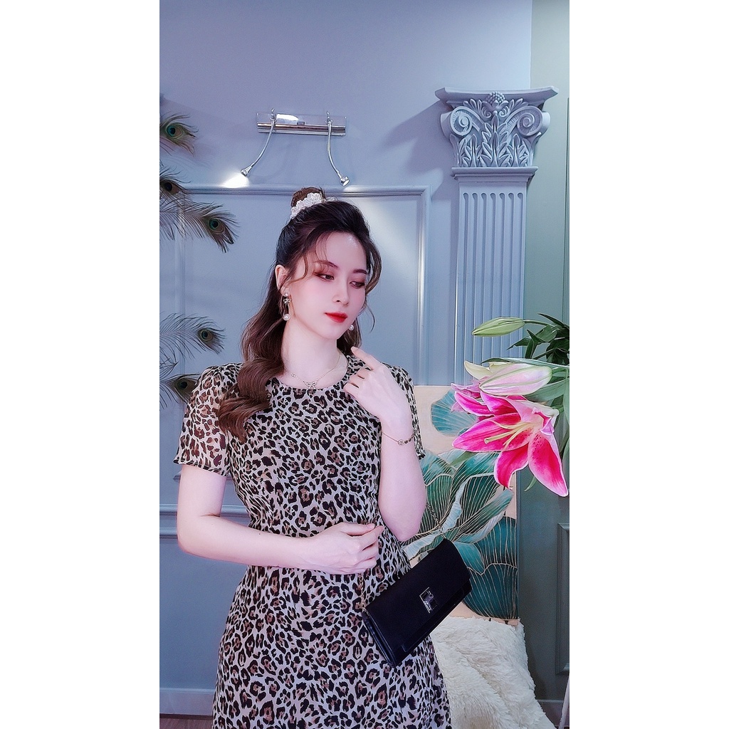 Đầm xòe đuôi cá họa tiết da beo 1325