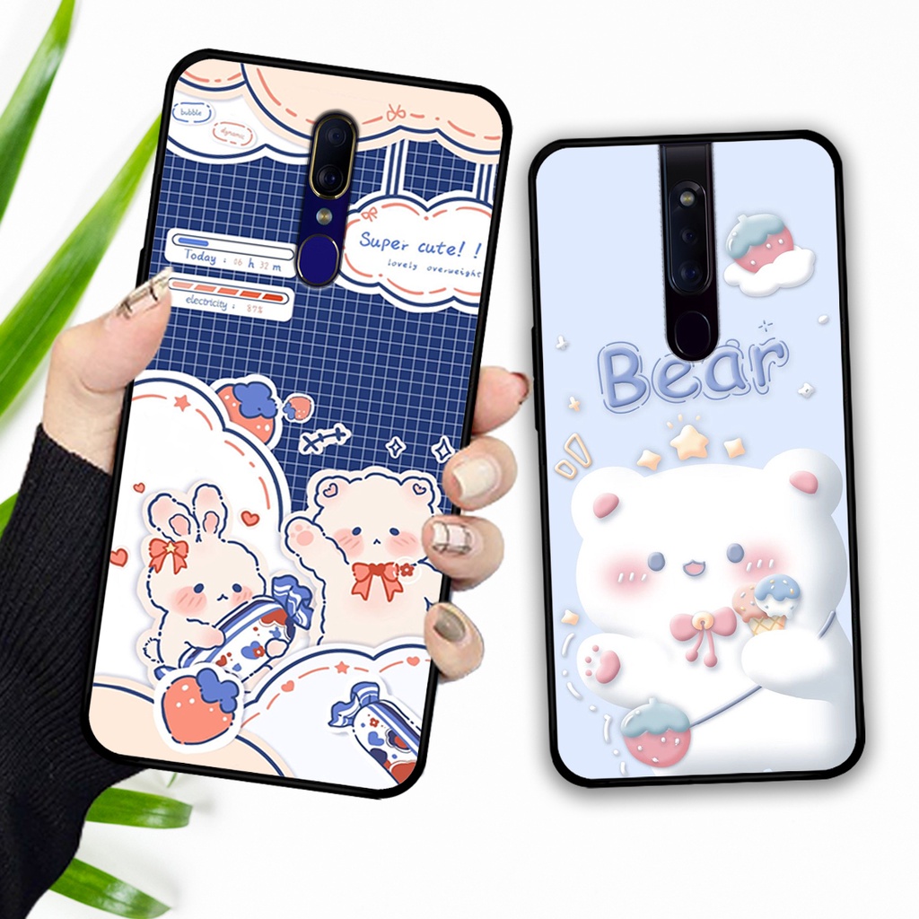 Ốp lưng Oppo F11 / Oppo F11 Pro in hình caro gấu thỏ dễ thương