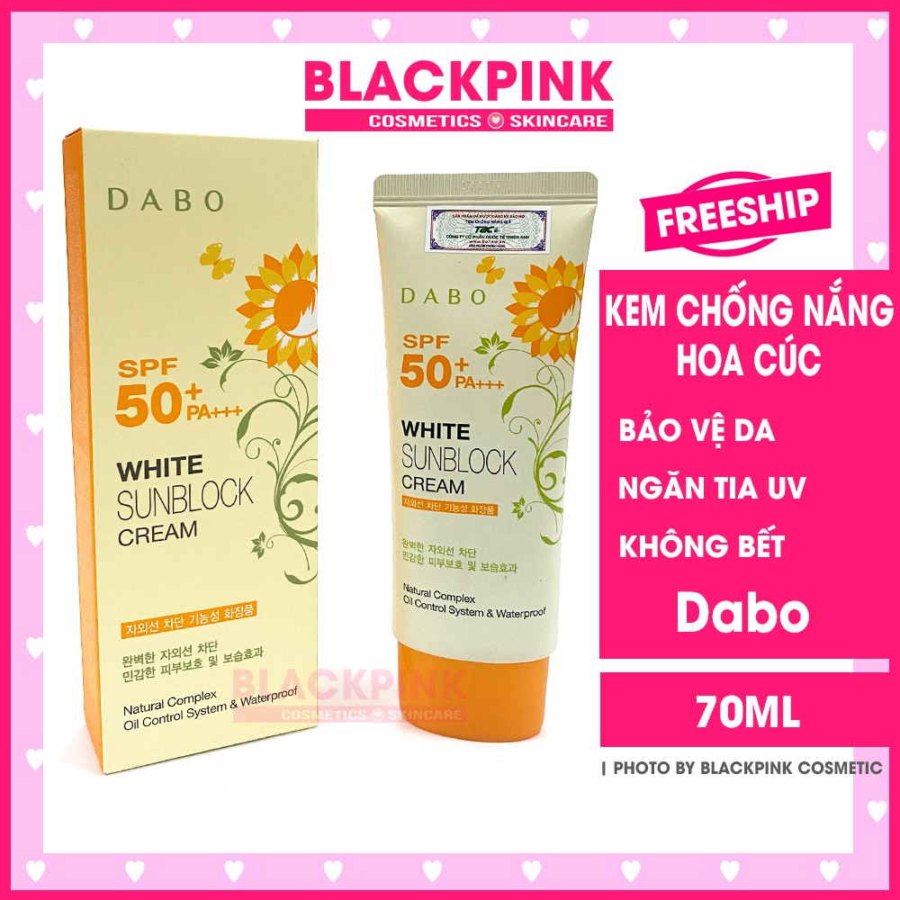 Kem chống nắng hoa cúc Dabo Whitening Sunblock Cream Hàn Quốc thẩm thấu nhanh, không bết dính, chống lão hóa 70ml