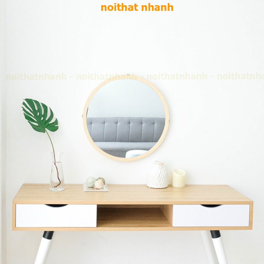 Gương Tròn Treo Tường Khung Gỗ NOITHATNHANH Mia Cricle Mirror Soi Trang Điểm Nội Thất Phòng Ngủ