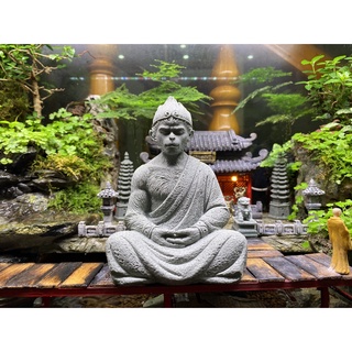Tượng tôn ngộ không ngồi thiền bằng đá sa thạch , đấu chiến thắng phật , tề thiên đại thánh trang trí tiểu cảnh