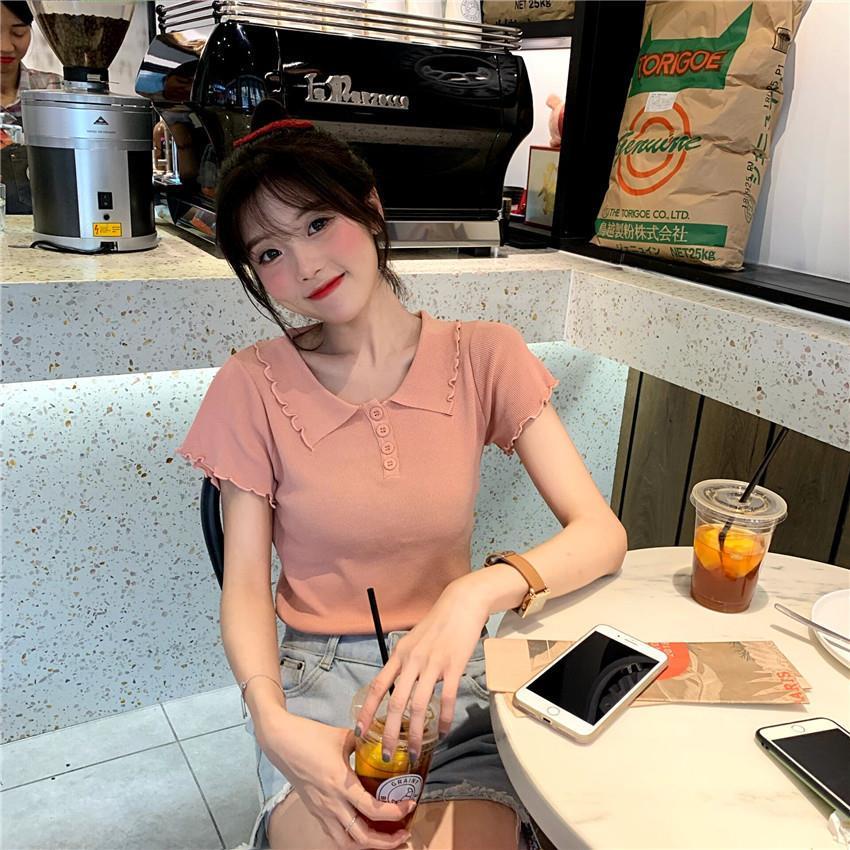 Western style base shirt fashionable all-match summer new slim small fresh short sleeve top knitted T-shirt for women ins