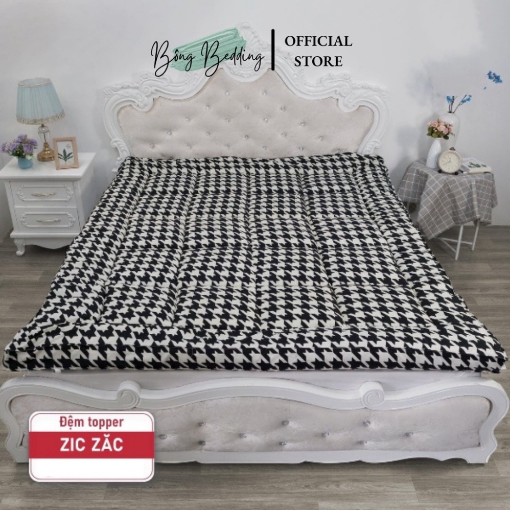 Topper Nệm Dày 5-6cm, Topper Làm Mềm Đệm Hàn Quốc Tiện Lợi Vải Cotton Poly, Gấp Gọn Khi Sử Dụng