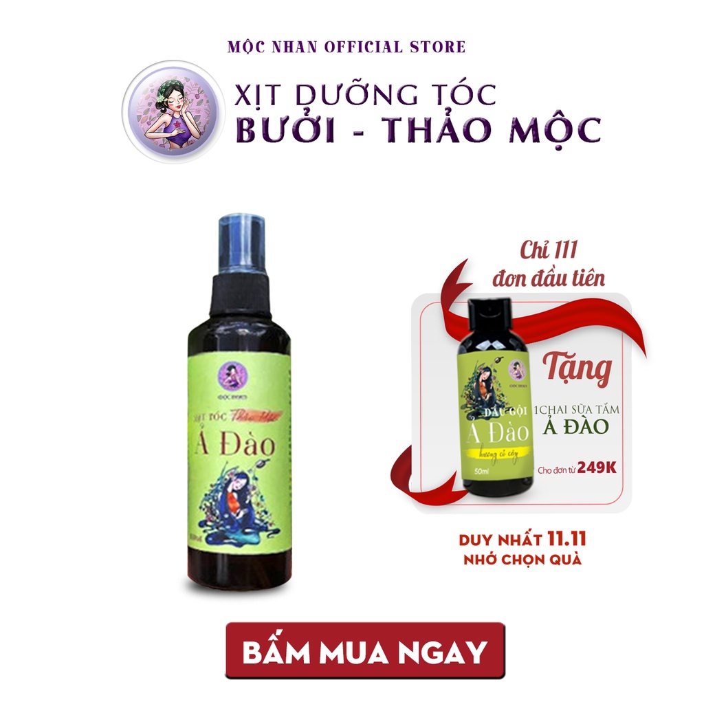 Xịt dưỡng tóc tinh dầu Bưởi rừng, hương Nhu giảm rụng, mọc tóc MỘC NHAN - 100ml