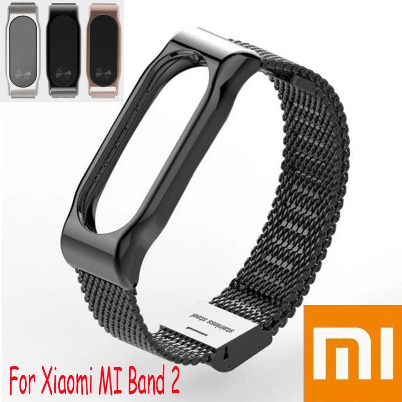 Dây Đeo Thay Thế Chất Liệu Kim Loại Dạng Lưới Thời Trang Cho Xiaomi Mi Band 2