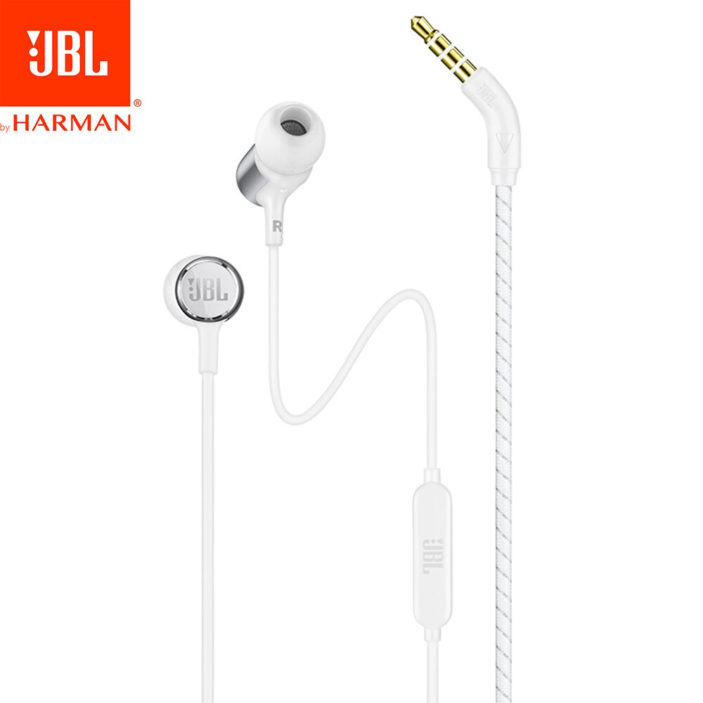 JBL Live100 Signature Sound Tai nghe trong tai 3.5mm Jack Tai nghe chơi game thể thao có dây Harman Stereo Tai nghe Bass sâu với Microphone