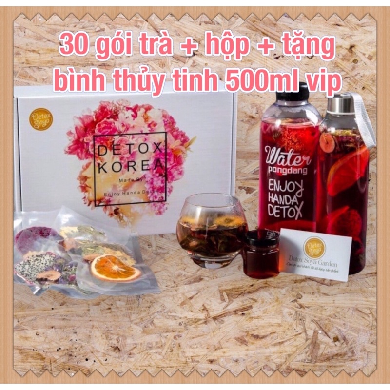 Trà detox hoa quả sấy giảm cân 30 gói + tặng kèm bình nước thuỷ tinh