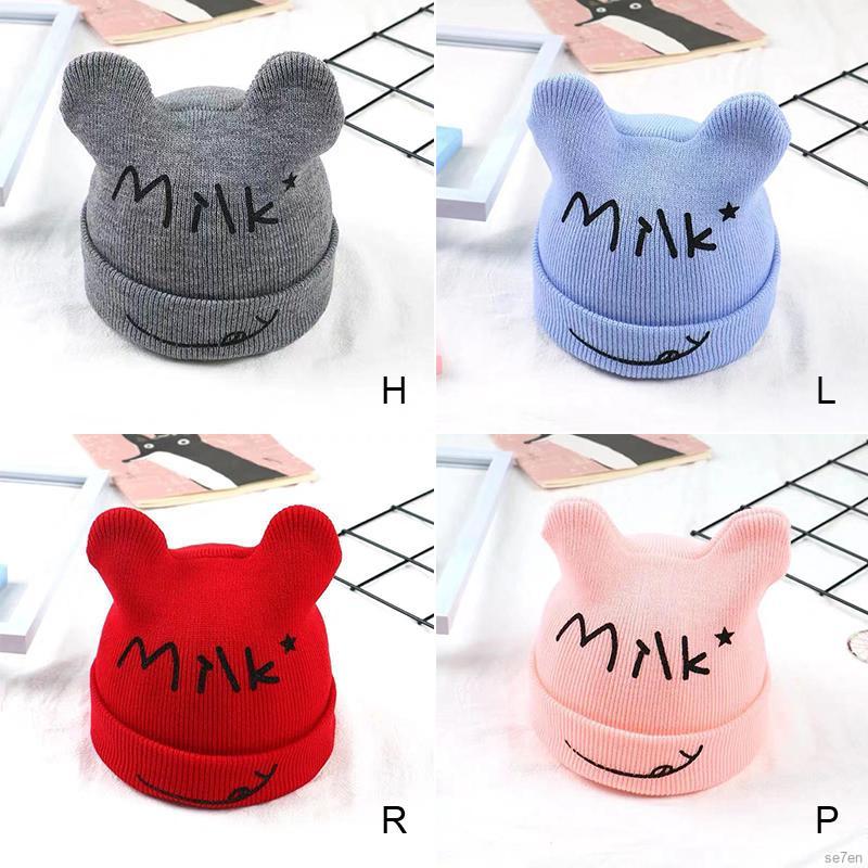 Mũ Trùm Đầu Dệt Kim Hoạ Tiết Hoạt Hình Cho Bé