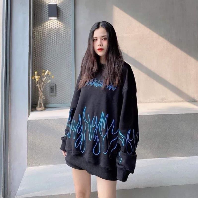 Áo nỉ bo cotton lửa xanh đỏ HT12
