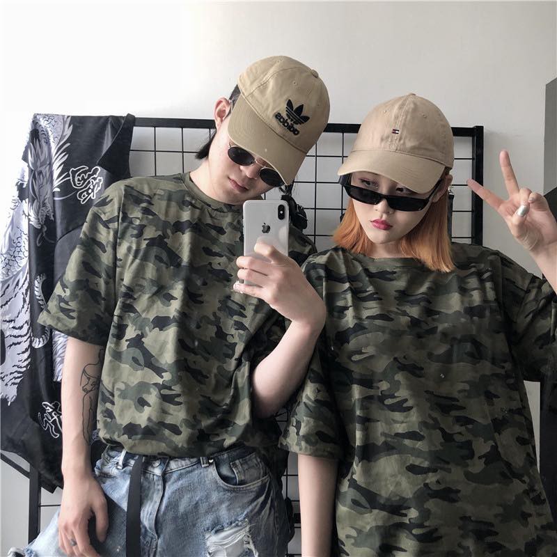 ÁO THUN CAMO XANH TAY LỠ DÁNG RỘNG - ÁO THUN SỌC LÍNH OVERSIZE UNISEX - MM