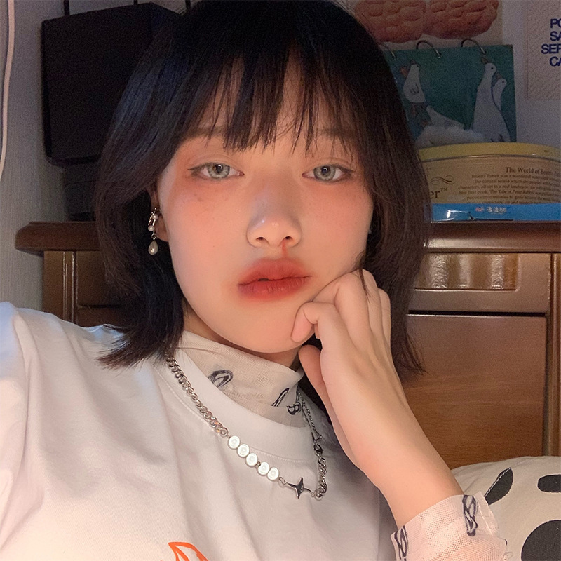 Vòng Cổ 19954 Thiết Kế Bất Đối Xứng Đính Ngọc Trai Đơn Giản Sang Trọng Dễ Phối Đồ