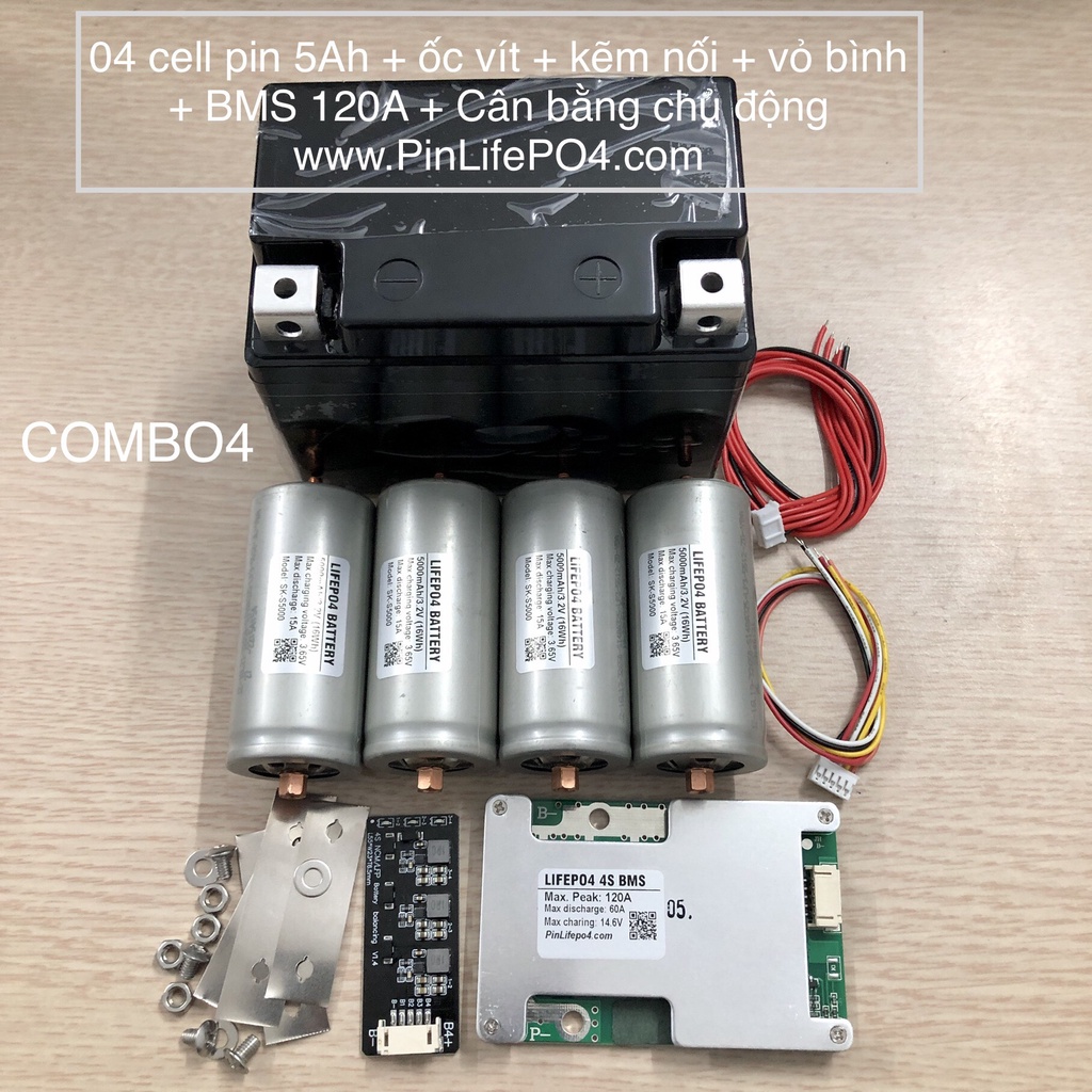 Bộ Pin LifePO4 tự làm Acquy Lithium xe máy