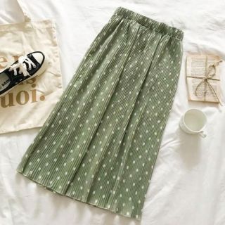 Chân váy xếp ly chấm bi vintage (có ảnh thật)