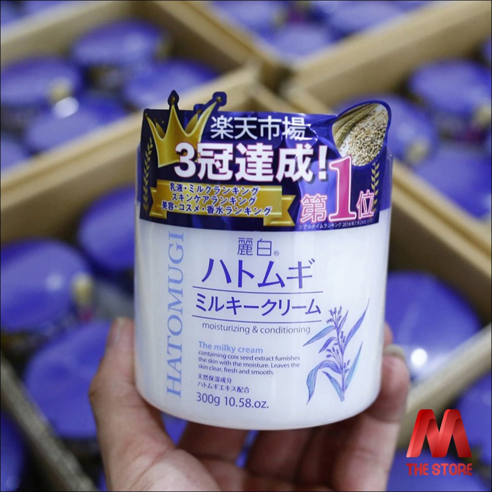 Kem Dưỡng Ẩm Trắng Da Hatomugi Moisturizing & Conditioning The Milky Cream 300g