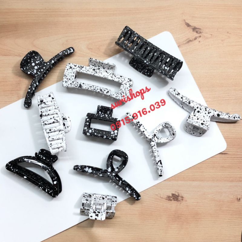 Kẹp Tóc Trắng Đen,Kẹp Càng Cua Đốm, kẹp bò sữa